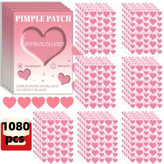 1080 piezas de parches rosas para el acné en forma de corazón, parches para el acné facial, parches corrector para el acné y parches para espinillas, ultrafinos y