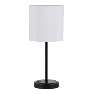 Lámpara de palo de metal negro de 19" con puerto USB, lámpara de pie moderna para sala de estar, dormitorio y oficina, iluminación ajustable