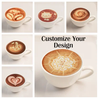 Taza de café Artificial personalizable de comida falsa con diseño artístico de Latte realista, patrones de espuma de Latte falsos personalizados para Photo Pr