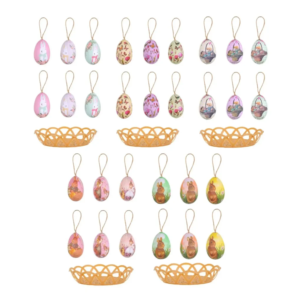 Decoraciones de huevos de Pascua, 6 uds., coloridas y elegantes para festivales de balcón de mesa