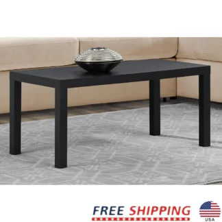 Mesa de centro minimalista, núcleo hueco laminado de PVC, acabado de veta de madera de roble negro, diseño resistente, uso en interiores, fácil montaje de almacenamiento