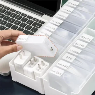 Caja de almacenamiento de cables, contenedor de almacenamiento de línea de datos de plástico transparente, papelería de escritorio, organizador de maquillaje, joyero, soporte de oficina