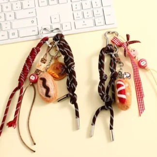 Galleta de Perro Caliente simulada Y2K, colgante de pan simulado, accesorios decorativos, llavero Ins coreano de estilo coreano, bolsa colgante