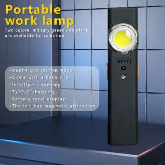 Mini luz de trabajo magnética recargable portátil multifuncional E2, linterna edc de doble fuente de luz fuerte para exteriores, recargable