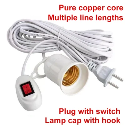 Soporte de luz colgante para plantas de interior E27, portalámparas de jardín con Cable, enchufe europeo Universal con interruptor, adaptador de enchufe de bombilla Led Acc