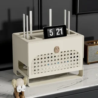 Caja de almacenamiento para enrutador, cubierta para enrutador WiFi, tira de alimentación organizada de escritorio, estante de almacenamiento de cables para el hogar, sala de estar, estante ocultador de oficina
