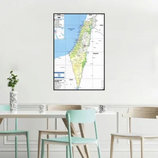 Póster decorativo de pared de mapa de Israel en ruso sin marco, impresiones no tejidas, pintura en lienzo, suministros para el aula, decoración del hogar, 42x59cm