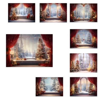 210X150cm Fondo de Navidad Tela Ventana de Navidad Niños Estudio fotográfico Fotografía Telones de fondo, B Durable Fácil instalación