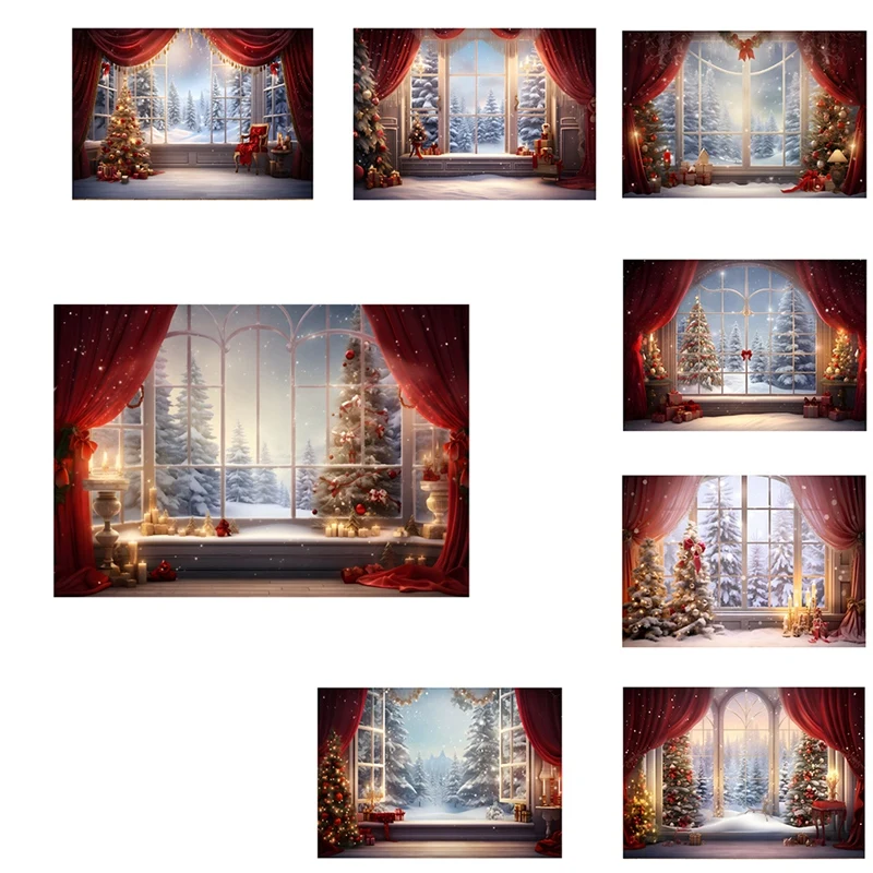210X150cm Fondo de Navidad Tela Ventana de Navidad Niños Estudio fotográfico Fotografía Telones de fondo, B Durable Fácil instalación