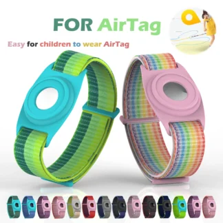 Funda AirTag para niños, correa de nailon, prevención de pérdidas, cubierta protectora de TPU para Apple Airtags Tracker