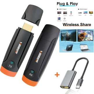 Extensor HDMI inalámbrico tipo C, transmisor de vídeo, receptor, adaptador de pantalla para Iphone 15, Ipad 10, portátil, PC, cámara a proyector de TV