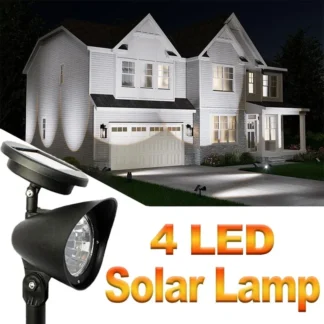 Luz Solar de 4LED para camino de jardín al aire libre, blanco cálido, encendido/apagado automático IP65, ángulo ajustable para patio, césped, decoración de acampada, iluminación