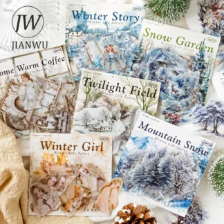 JIANWU Winter Life Series Vintage personaje árbol paisajismo Material Collag PET pegatina creativa DIY diario papelería