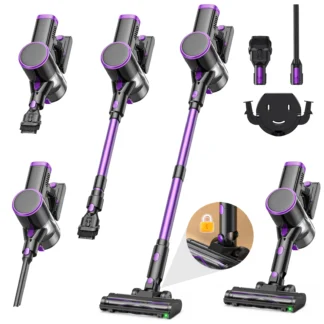 Lubluelu-aspiradora inalámbrica independiente, 35Kpa, 6 en 1, con luz verde, 55dB, poco ruido, para alfombras, pelo de mascotas