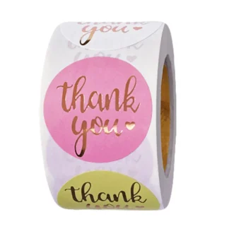 100-500 Uds nuevo rollo de pegatinas de agradecimiento colorido rosa blanco de 1,5 pulgadas para sobre joyero de boda papelería sello etiqueta