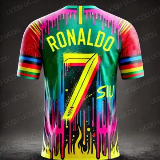 Ronaldo 7 Flame Soccer Jersey Edición especial Camiseta de fútbol Manga corta Ropa deportiva para hombres Regalo para fanáticos Camiseta de entrenamiento Camiseta de verano