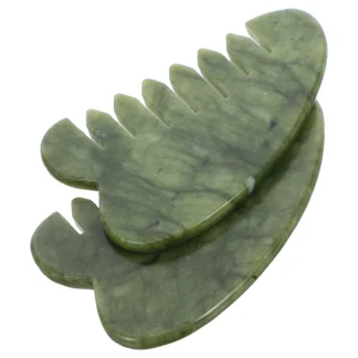 Peine para masaje del cuero cabelludo de Jade, masajeador Facial multifuncional para el cuero cabelludo, herramienta de raspado exfoliante para el cuidado de la piel, portátil, 2 uds.