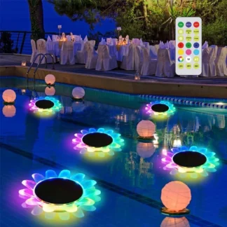 Luz Solar flotante para piscina, luz LED con Control remoto para fuente de estanque, decoración de Patio, jardín, paisaje, luz de girasol