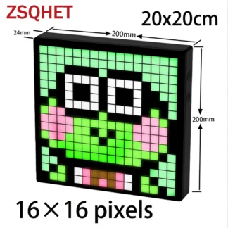 ZSQHET pantalla LED de imagen de píxel 32x32 reloj Digital LED con luz nocturna Control de aplicación despertador para Pixel Art en decoración del hogar