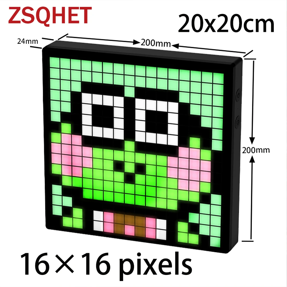 ZSQHET pantalla LED de imagen de píxel 32x32 reloj Digital LED con luz nocturna Control de aplicación despertador para Pixel Art en decoración del hogar