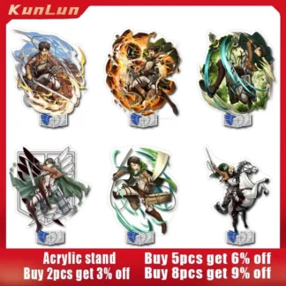 Ataque a los titanes periféricos de Anime japonés Mikasa Ackerman soporte acrílico adornos de escritorio coleccionables regalos creativos de cumpleaños
