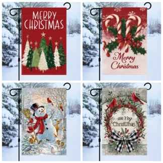 Bandera navideña para jardín, decoración navideña para el hogar, adorno navideño, pancarta para patio al aire libre, suministros de Año Nuevo, 2025