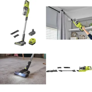 Aspirador inalámbrico de 18 V, 820 l/min, 600 ml, 24 cm, kit con batería de 2,0 Ah para uso doméstico y en jardín