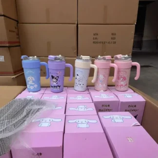 Bonita taza de agua de dibujos animados de Hello Kittys Kuromi My Melody, taza de agua portátil de alta capacidad con temperatura de retención, regalo para Festival