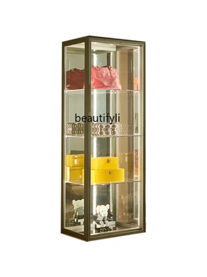 Vitrina de vidrio, modelo doméstico, vitrina de colección de lujo con luz