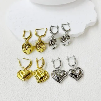 Pendientes con hebilla para oreja en forma de U, superficie lisa tridimensional de cobre versátil, joyería ovalada para mujer