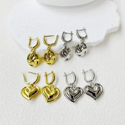 Pendientes con hebilla para oreja en forma de U, superficie lisa tridimensional de cobre versátil, joyería ovalada para mujer