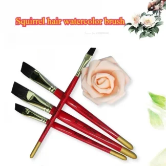 Pincel de acuarela de madera con pelo de ardilla y cabeza oblicua, pintura fina para estudiantes, manualidades, pinceles para pintar Graffiti, suministros de arte