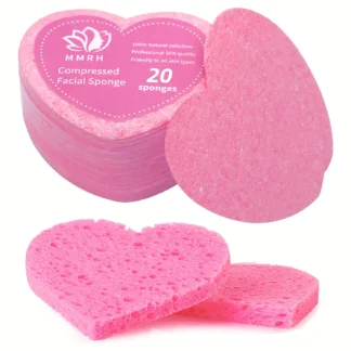20 esponjas faciales con forma de corazón, almohadillas de limpieza Facial naturales comprimidas, exfoliantes para limpieza reutilizable