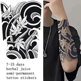 Pegatina de tatuaje temporal de brazo de flor, tatuaje mágico impermeable, dura hasta 15 días, tatuaje falso, tatuaje semipermanente