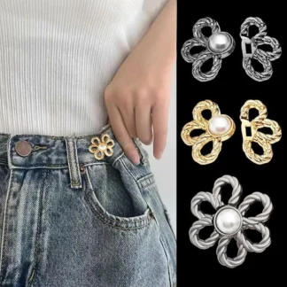 Botones de Metal reutilizables, sujetador combinado de flores, alfiler para pantalones, botón retráctil, hebillas de costura, ajuste perfecto para pantalones vaqueros, reducción de cintura