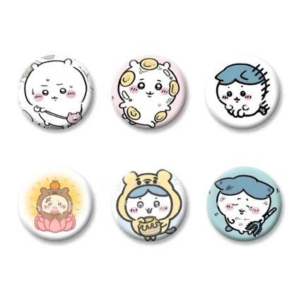 Tarjetas de insignia Flash Chiikawa, llaveros de estilo lindo de dibujos animados de Anime para chica, espejo de maquillaje práctico, imán para nevera, accesorios ACG