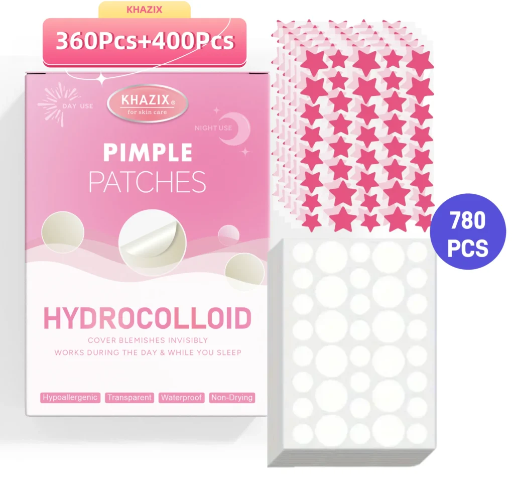 760 Uds. Adhesivo doble redondo para acné con estrella rosa, pegatina ultrafina impermeable, suave y no irritante para acné