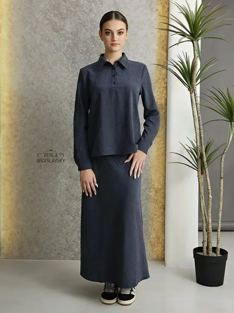 Conjunto de ropa elegante para mujer del nuevo correo, prendas de vestir de otoño e invierno, camisa para mujer, falda Maxi de gran calidad, 2025