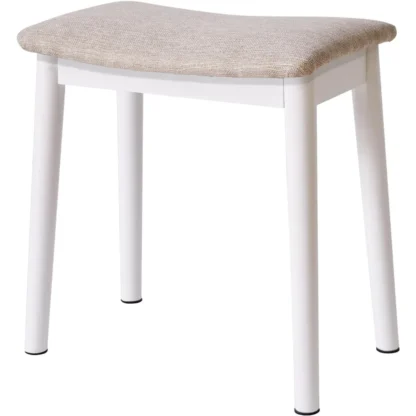 Taburete de tocador tapizado moderno con patas de madera maciza, ideal para piano y tapicería, reposapiés incluido