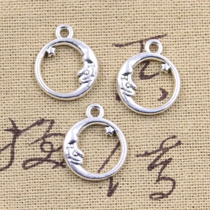 20 piezas dijes Luna estrella 20x16mm colgantes de Color plata tibetana fabricación de joyería antigua artesanía hecha a mano DIY