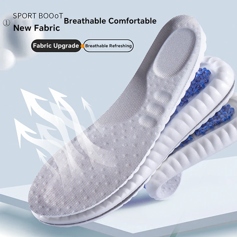 1 par de plantillas de absorción de impacto deportivas mejoradas de TPU con cojín de aire, almohadillas para zapatillas deportivas de alta elasticidad para correr, desodorante de rebote, cómodo F