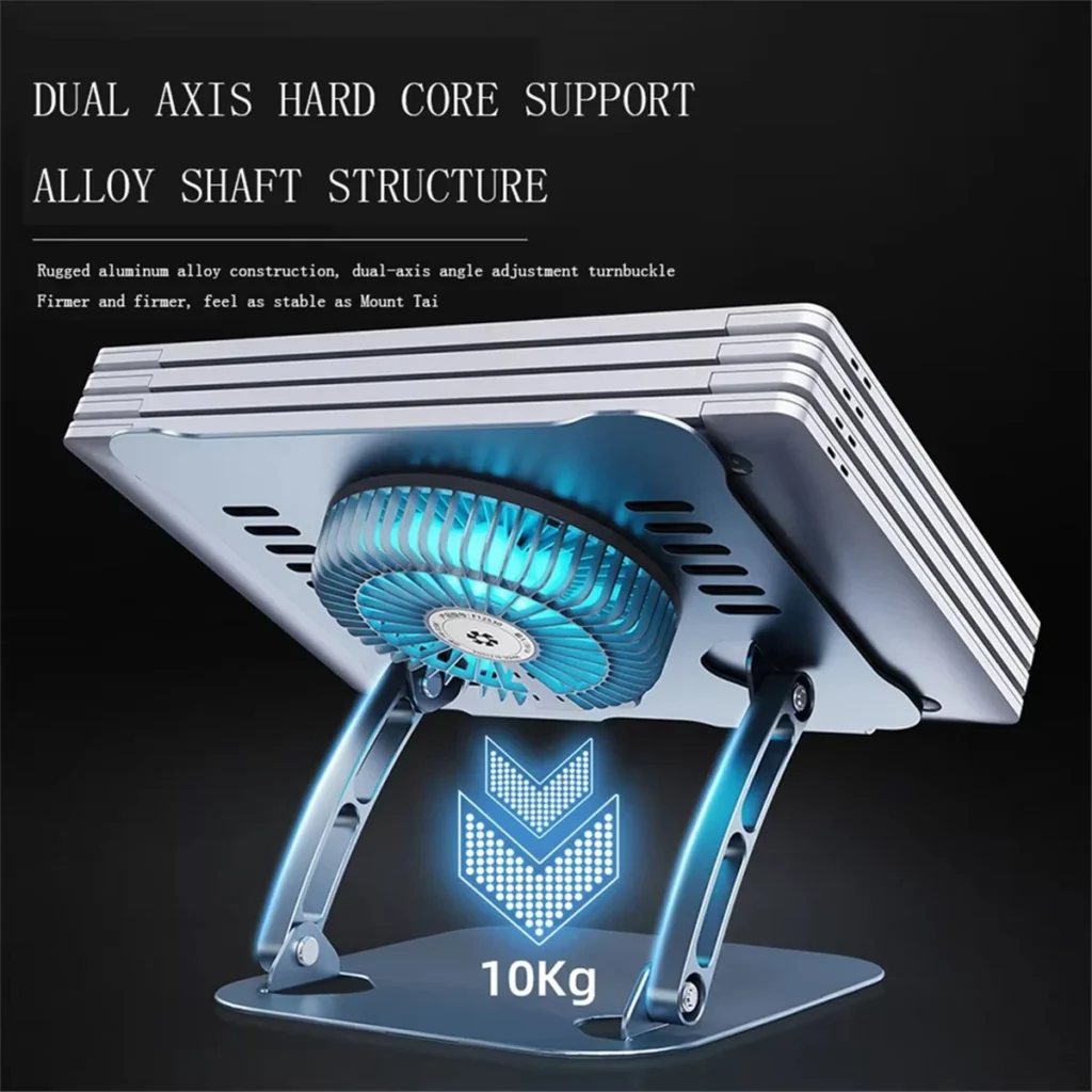 【Price Drop】 Soporte plegable para tableta portátil con ventilador de refrigeración Soporte de calor para computadora portátil Enfriador de escritorio Soporte de aluminio para computadora portátil Plata