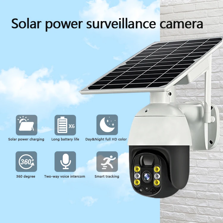 Cámara IP WIFI con aplicación EseeCloud de 4MP, energía Solar, inalámbrica, PTZ, a todo Color, intercomunicador de seguridad para el hogar, CCTV, Monitor de bebé