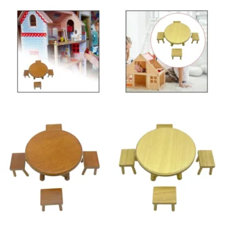 Juego de modelo de silla y mesa de comedor para casa de muñecas, escena de regalo 1/12, muebles en miniatura de juguete de imitación,