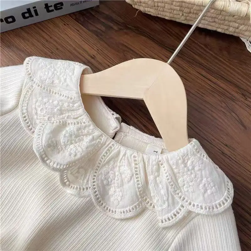 Suéter con Base de terciopelo para niña, suéter con cuello de muñeca de nuevo estilo, Top para niña, otoño e invierno, 2025