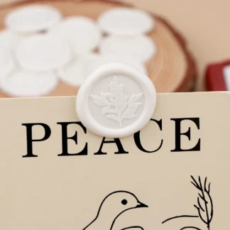 10 Uds. De pegatinas de sello de cera de eucalipto, pegatinas de sello de cera autoadhesivas de boda de plantas blancas, decorar invitación de boda