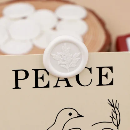 10 Uds. De pegatinas de sello de cera de eucalipto, pegatinas de sello de cera autoadhesivas de boda de plantas blancas, decorar invitación de boda