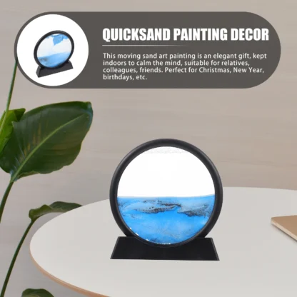 Pintura de arena movediza de paisaje, adornos, decoración, imagen de adorno fluido, redondo móvil