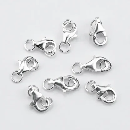 8mm 9mm Plata de Ley 925 doble anillo cierres de langosta hallazgos de joyería DIY collar fabricación de pulseras accesorios de joyería 2 uds
