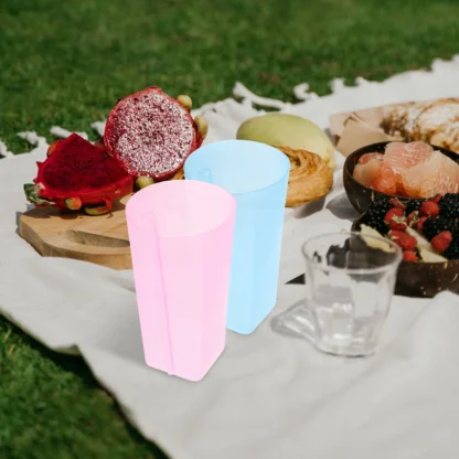 Tazas decorativas para bebidas con pajita, tazas para niños, soporte de leche y jugo grueso reutilizable, para el hogar, Camping, café, té, bebida fría, 4 Uds.